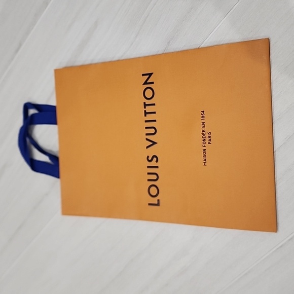 LV Small Medium Paper Shopper Bag Orange Purple Handle - Picture 1 of 8